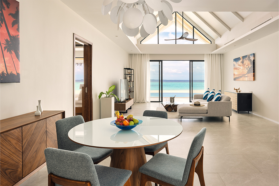 2 bedroom residence living room + dining area v2