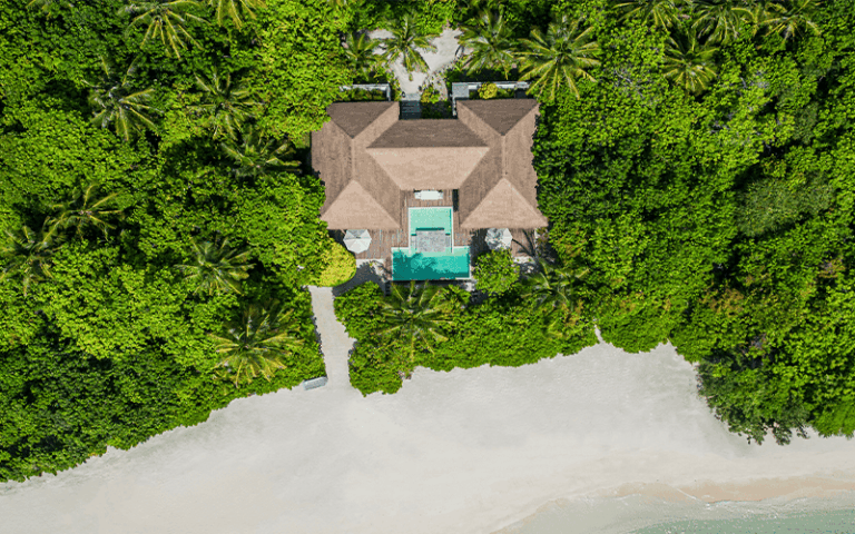 two bedroom beach villa with pool aerial (01) compressed