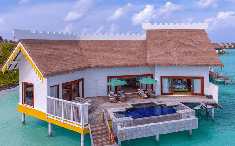 saii lagoon maldives curio collection by hilton two bedroom overwater pool villa exterior shot v2