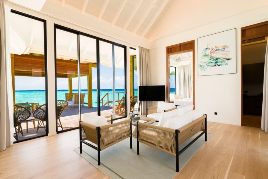 Thila Residence 529 2 bedroom watervilla living room wide