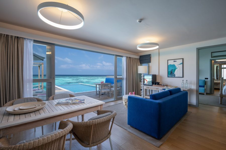 Two Bedroom Lagoon Pool Villa with Slide ccm two bedroom lagoon pool villa with slide downstairs living room v2