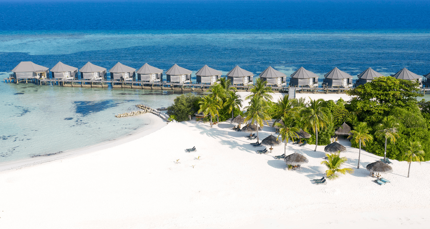 Kuredu Island Resort & Spa kuredusanguwatervillaaerial1 compressed